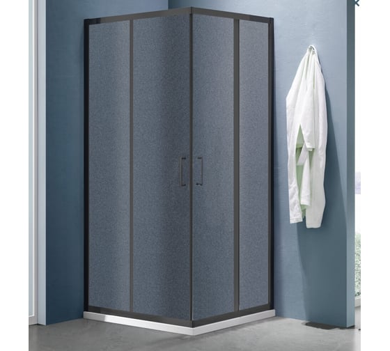 Душевое ограждение SANTREK AQUA Lea CR-1200x800-G-Matt Black 1200x800x1850 мм, Г-образное, стекло Грейп 5 мм, черный профиль 347047 1