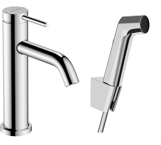 Смеситель для раковины Hansgrohe Tecturis S 110, EcoSmart+, с гигиеническим душем и шлангом 160 см, хром, 73211000