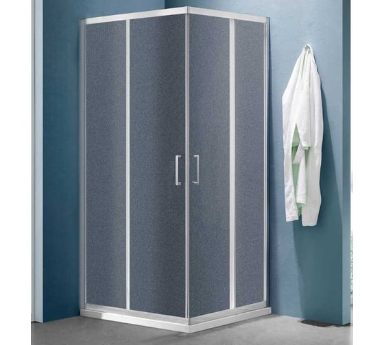 Душевое ограждение SANTREK AQUA Lea CR-800-G-Brushed 800x800x1850 мм, Г-образное, стекло Грейп 5 мм, профиль сатин 346613