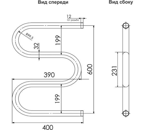 Полотенцесушитель INDIGO M без полки (н.р.1") 60/40 (к-0, полированный) без упак MW60-40 без/упак