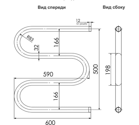 Полотенцесушитель INDIGO M без полки (н.р.1") 50/60 (к-0, полированный) без упаковки MW50-60 без/упак
