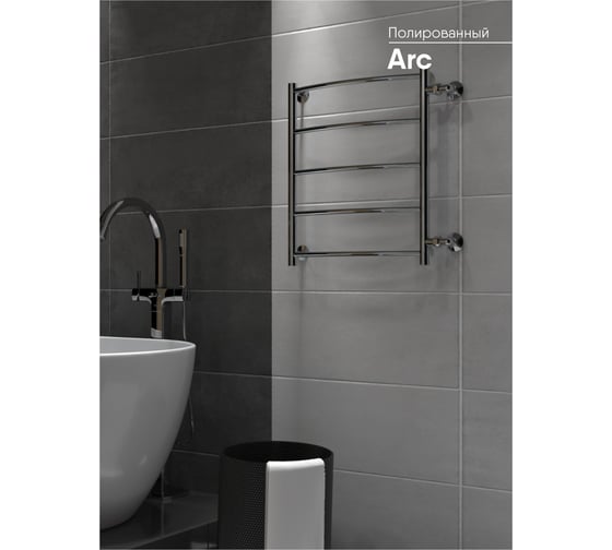 Полотенцесушитель INDIGO Arc без полки (н.р.1") 60/40 м/о 50 бок.подкл. (к-2, полированный) LASW60-40-б/п-50