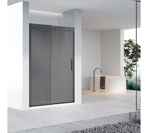 Дверь душевая VINCEA Como-N, 1500, черный, стекло тонированное VDS-4CN150CGB