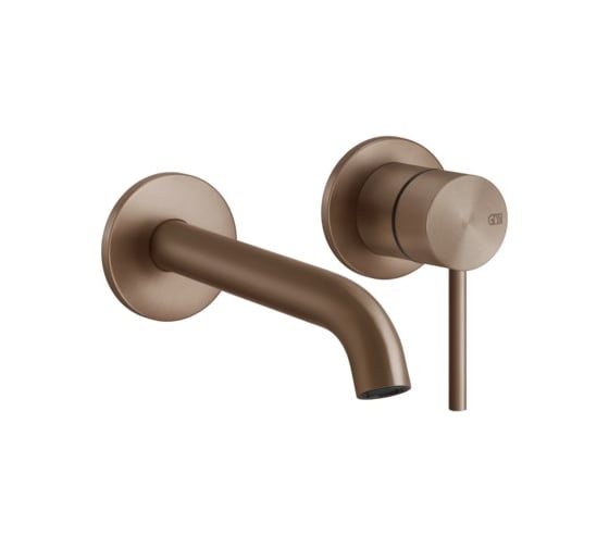 Смеситель для раковины Gessi Flessa, встраиваемый, однорычажный, длинный излив, без донного клапана, внешняя часть, цвет Copper Brushed PVD 54086.708
