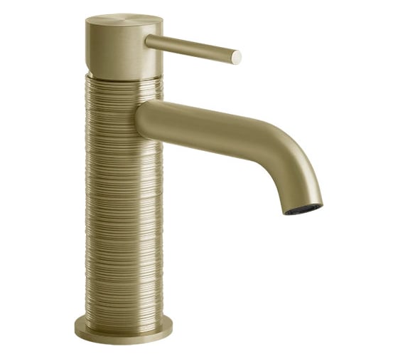 Смеситель для раковины Gessi Trame однорычажный, без донного клапана, соединительные шланги, цвет Brushed Brass PVD 54302.727