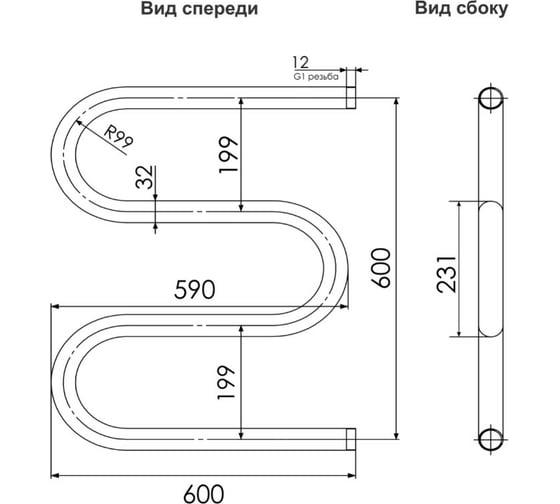 Полотенцесушитель INDIGO M без полки (н.р.1") 60/60 (к-0, полированный) без упаковки MW60-60 без/упак