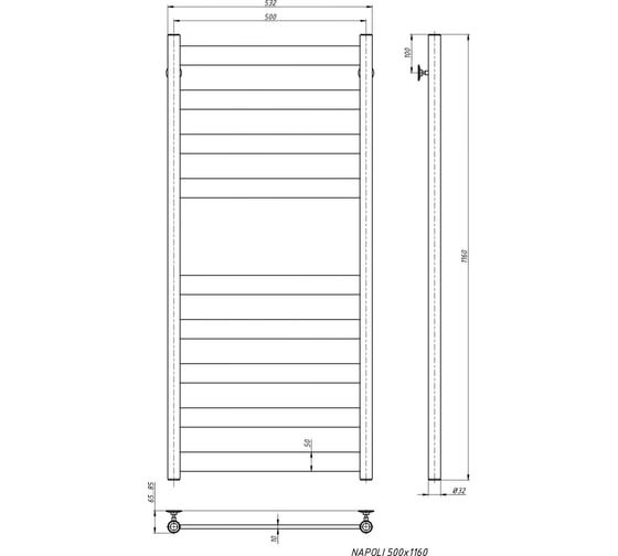 Водяной полотенцесушитель STINOX Napoly NAP120