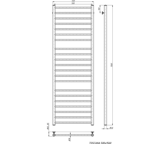 Водяной полотенцесушитель STINOX Toskana Luxe TOS160L