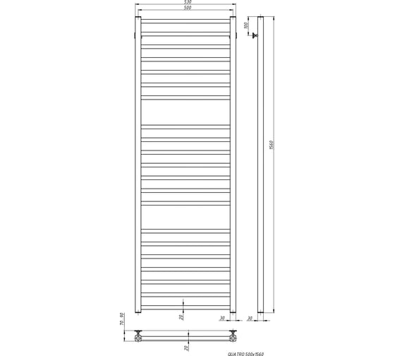 Водяной полотенцесушитель STINOX Quatro Luxe QU160L