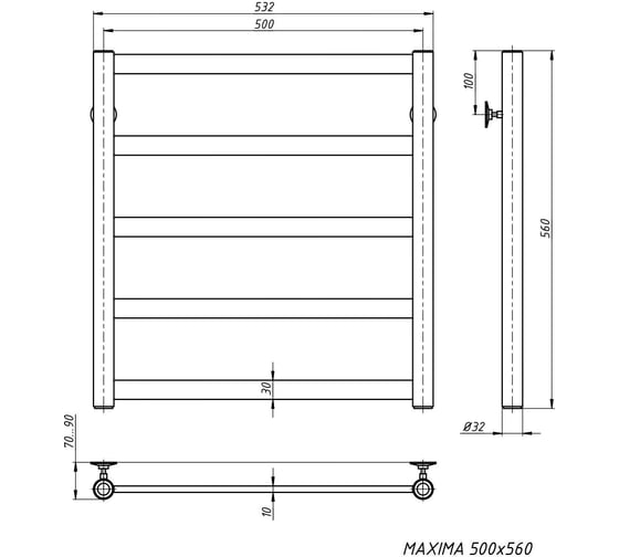 Водяной полотенцесушитель STINOX Maxima MAX60