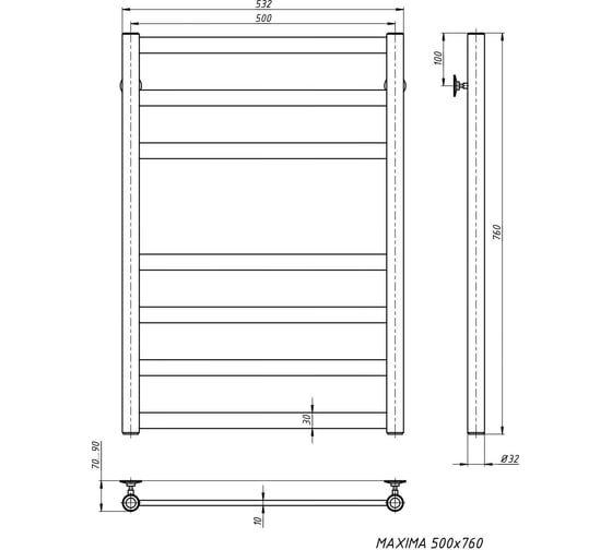 Водяной полотенцесушитель STINOX Maxima MAX80