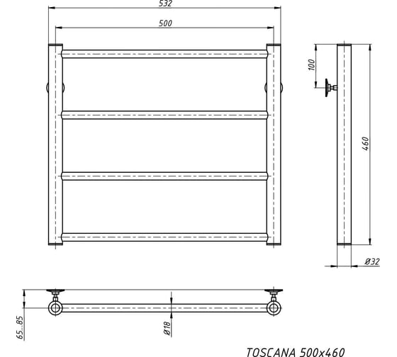 Водяной полотенцесушитель STINOX Toskana TOS50