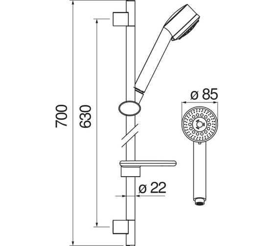 Душевой гарнитур NOBILI 65 см 3jet AD140/40CR 00000050094