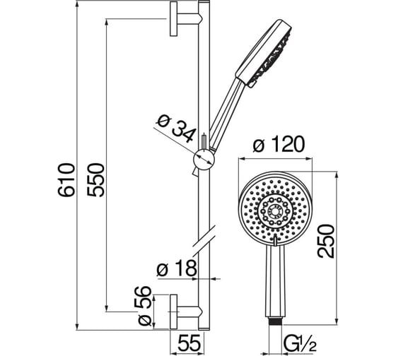 Душевой гарнитур NOBILI LIRA 60 см AD140/54CR 00000089298