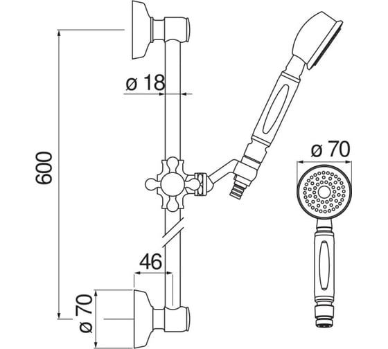 Душевой гарнитур NOBILI 60 см 1jet AD140/48CR 00000047978
