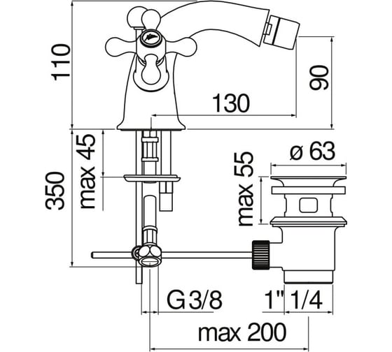 Смеситель для биде NOBILI GRAZIA бронза GRC5119/6BR 00000046532
