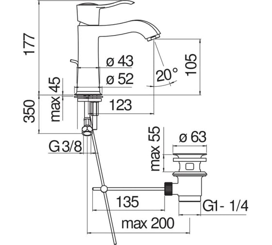 Смеситель для раковины NOBILI SOFI бронза SI98118/1BR 00000035687