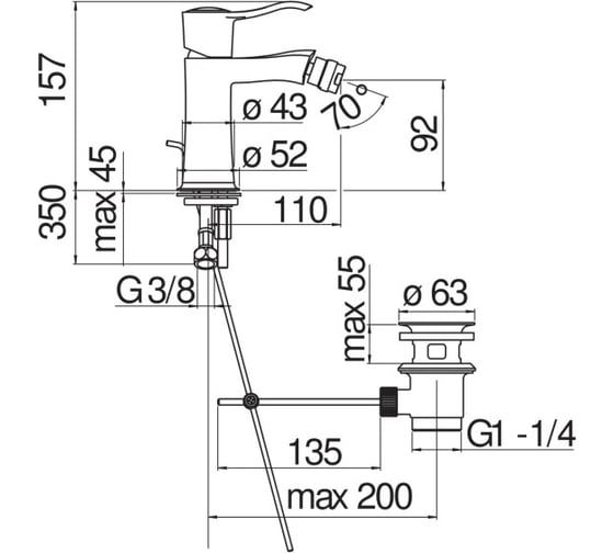 Смеситель для биде NOBILI SOFI бронза SI98119/1BR 00000035696