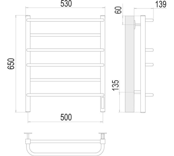 Полотенцесушитель Terminus Евромикс квадро quick touch П6 500x650 4670078531230