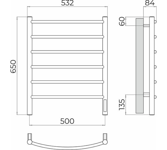 Полотенцесушитель Terminus Классик quick touch П6 500x650 4670078531322