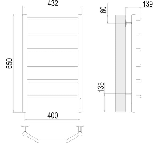 Полотенцесушитель Terminus Виктория quick touch П6 400x650 4670078531186