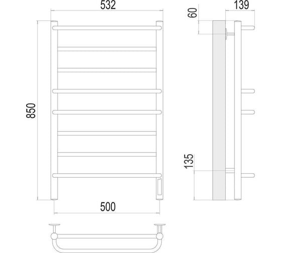 Полотенцесушитель Terminus Евромикс П8 500x850 quick touch 4670078531292