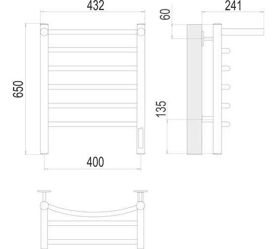 Полотенцесушитель Terminus Классик с полкой quick touch П6 400x650 4670078531384