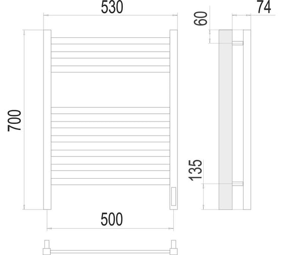Полотенцесушитель Terminus Ното sensor quick touch П9 500x700 4670078526960