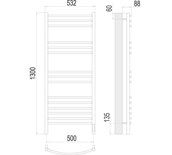 Полотенцесушитель Terminus Классик sensor quick touch П15 500x1300 4670078527349