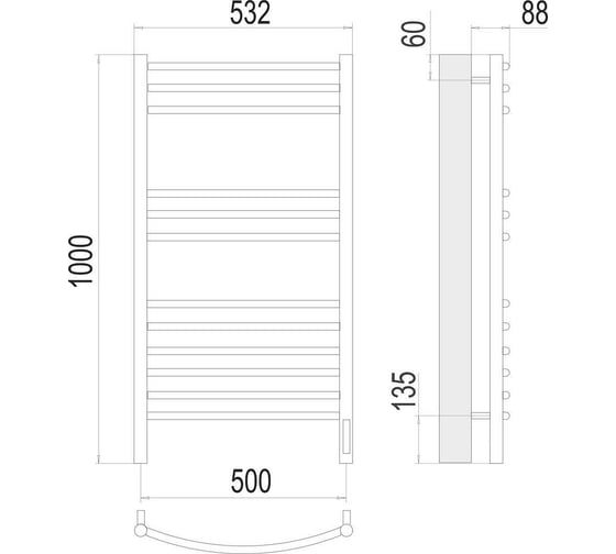 Полотенцесушитель Terminus Классик sensor quick touch П12 500x1000 4670078527325