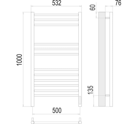 Полотенцесушитель Terminus Аврора sensor quick touch П12 500x1000 4670078527226
