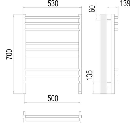 Полотенцесушитель Terminus Соренто sensor quick touch П9 500x700 4670078531490