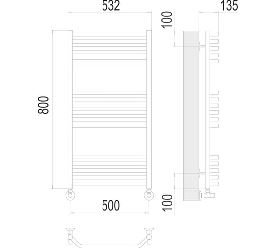 Полотенцесушитель Terminus Виктория П16 500x800 4670078529534