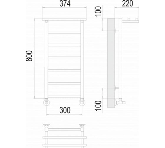 Полотенцесушитель Terminus Контур с полкой П7 300x800 4670078529695