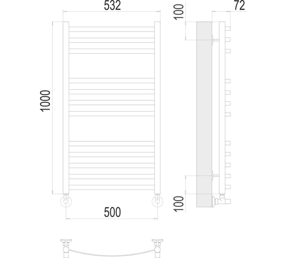 Полотенцесушитель Terminus Авиэль П12 500x1000 4670078529213