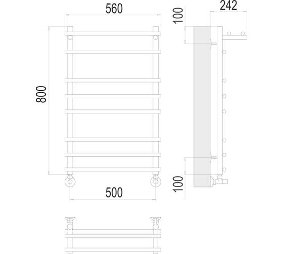 Полотенцесушитель Terminus Ватра с полкой П8 500x800 4670078529503