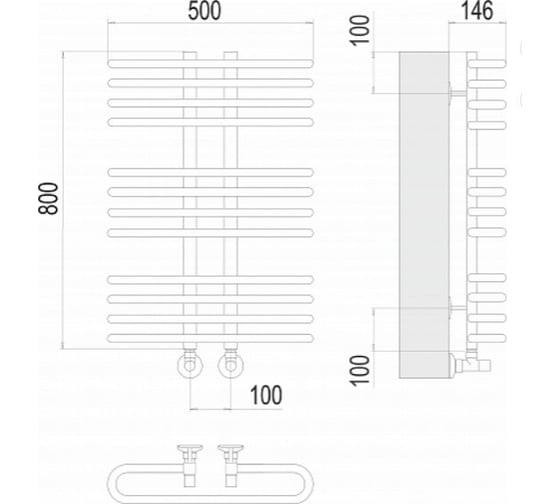 Полотенцесушитель Terminus Сахара П12 500x800 4670078529770