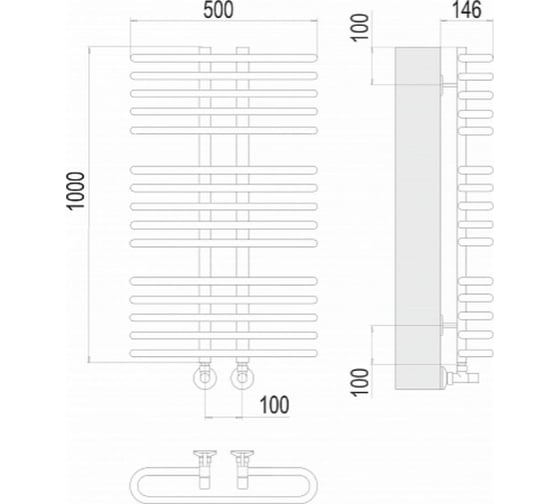 Полотенцесушитель Terminus Сахара П15 500x1000 4670078529787