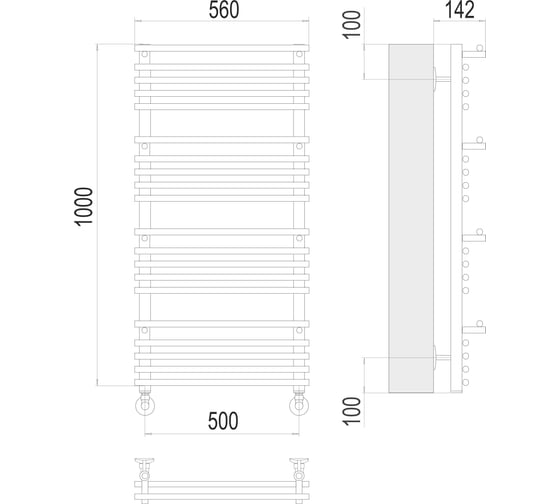 Полотенцесушитель Terminus Вента люкс П20 500x1000 4670078529527