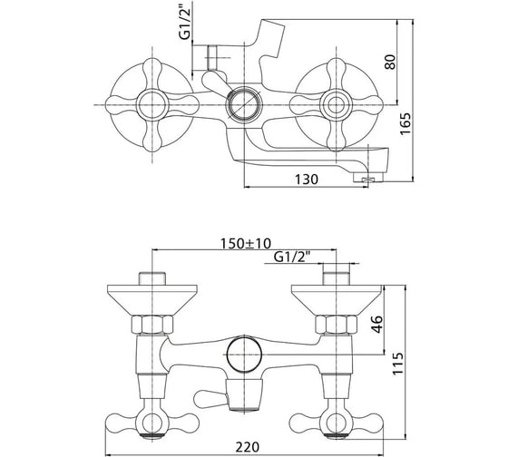 Смеситель для ванны KONNER ELEMENT CROSS с аксессуарами ELC2510 6088167