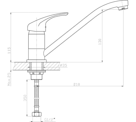 Смеситель для кухни KONNER BASIS с поворотным изливом BSS1100 6088141