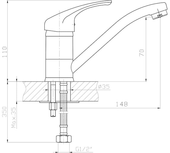 Смеситель для раковины KONNER BASIS с поворотным изливом BSS1800 6088140