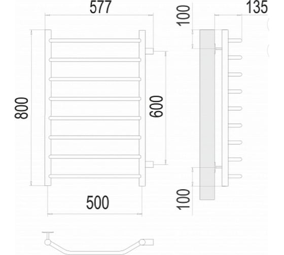 Полотенцесушитель Terminus Виктория П8 500x800 бп600 4670078530127