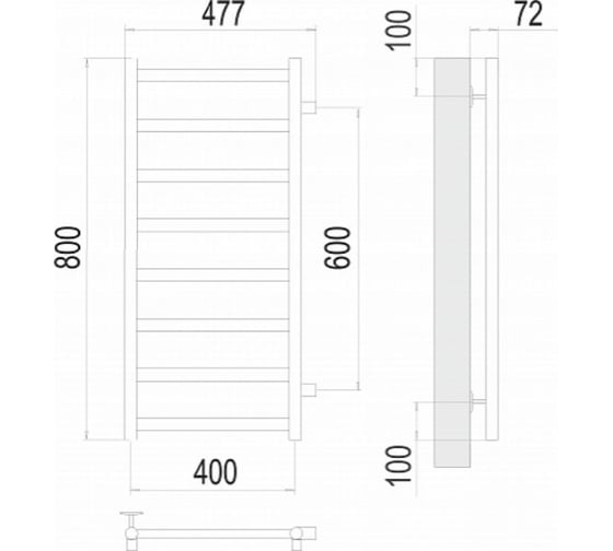 Полотенцесушитель Terminus Аврора П8 400x800 бп600 4670078529916