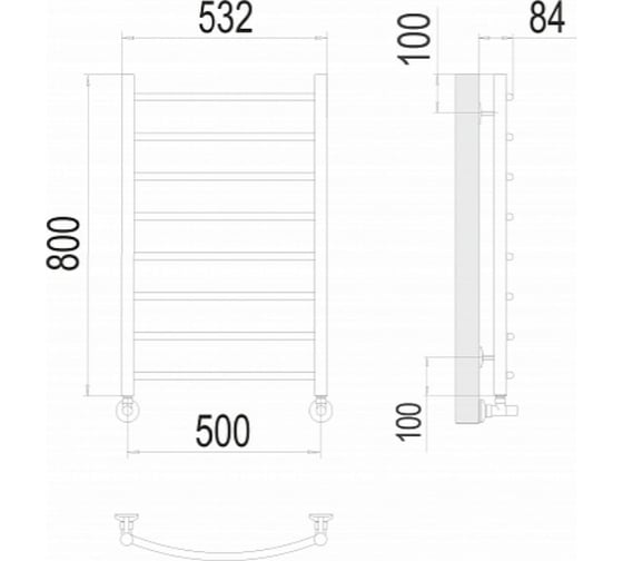 Полотенцесушитель Terminus Классик П8 500x800 4670078530271