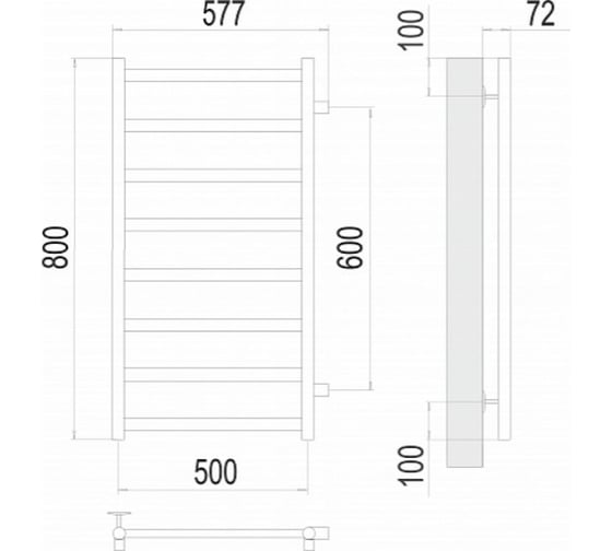 Полотенцесушитель Terminus Аврора П8 500x800 бп600 4670078529930