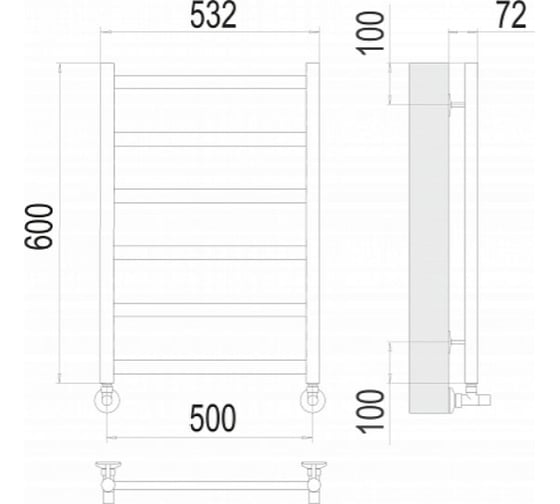Полотенцесушитель Terminus Аврора П6 500x600 4670078529893