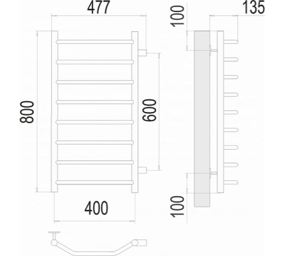Полотенцесушитель Terminus Виктория П8 400x800 бп600 4670078530103