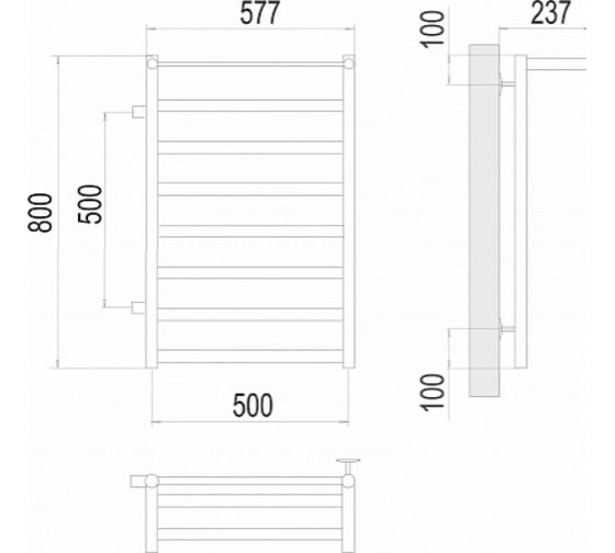Полотенцесушитель Terminus Хендрикс П8 500x800 бп500 слева 4670078531582