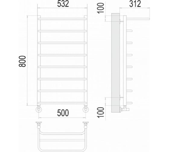 Полотенцесушитель Terminus Полка П8 500x800 4670078530295